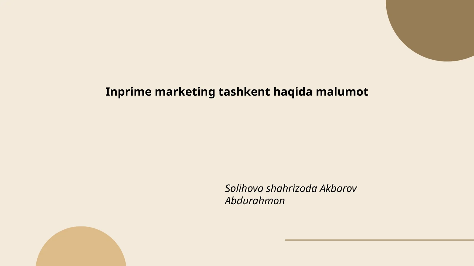 Inprime Marketing xizmatlari