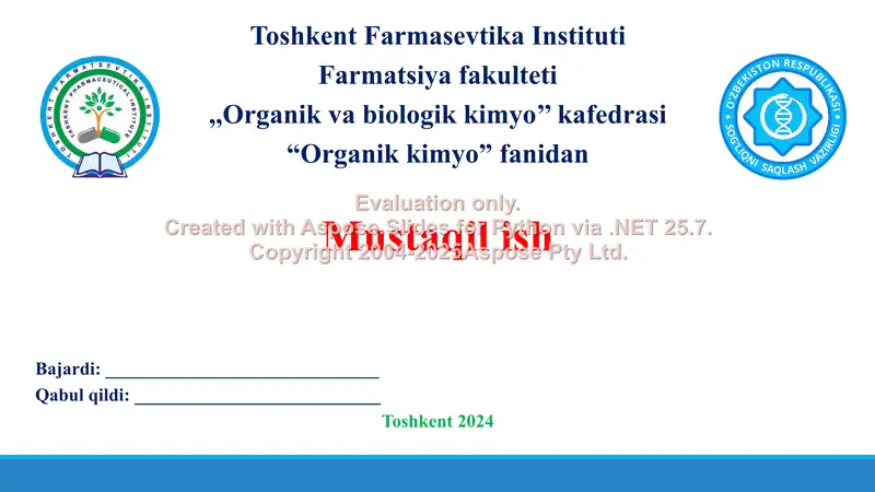 6. Alkinlar. Olinish usullari va ularning di-trimerlanish reaksiyalari. Taqdimot, 18 bet.
