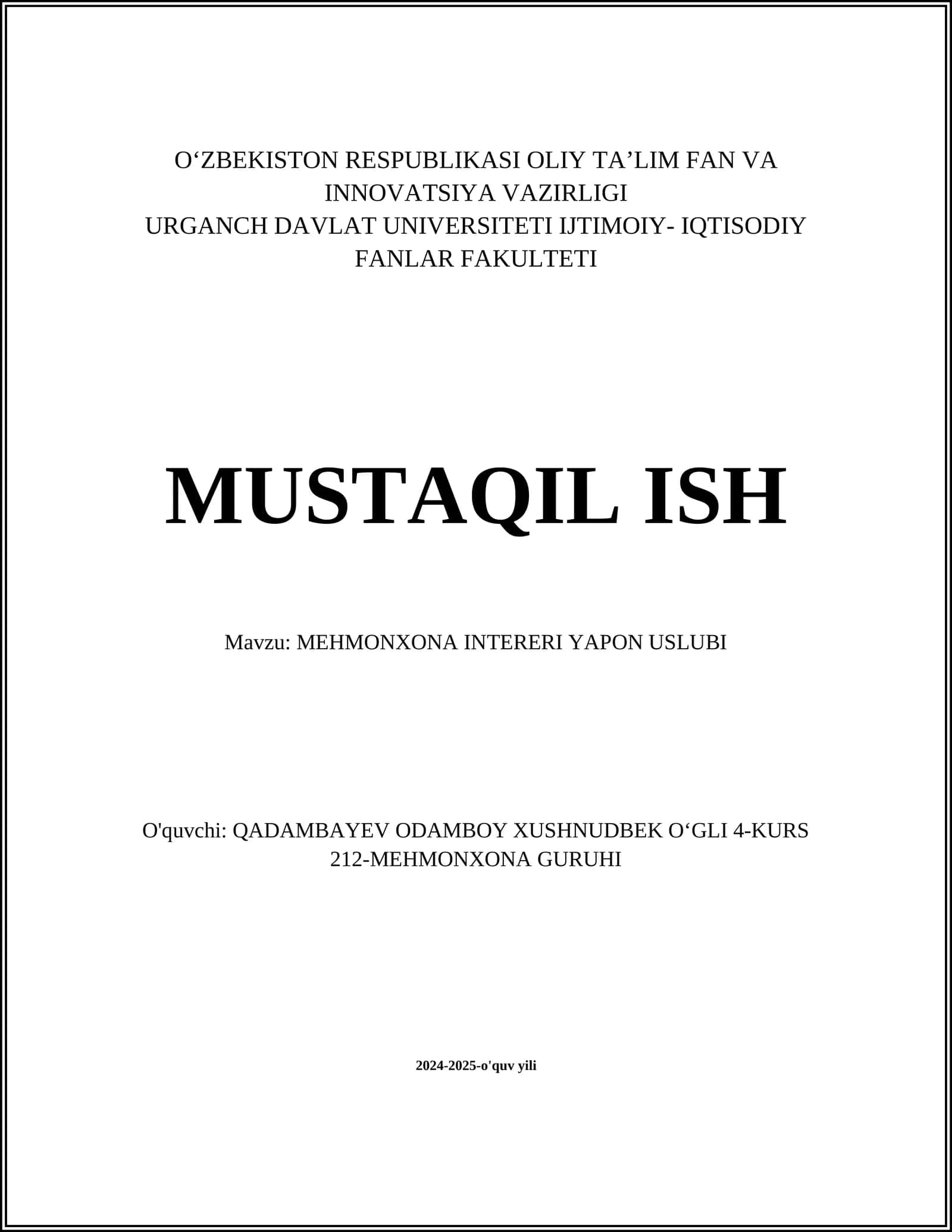 MEHMONXONA INTERERI YAPON USLUBI