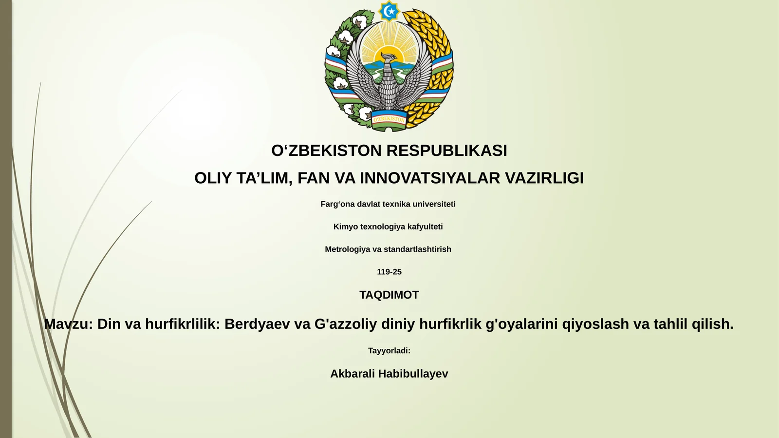 Din va hurfikrlilik: Berdyaev va G'azzoliy diniy hurfikrlik g'oyalarini qiyoslash va tahlil qilish