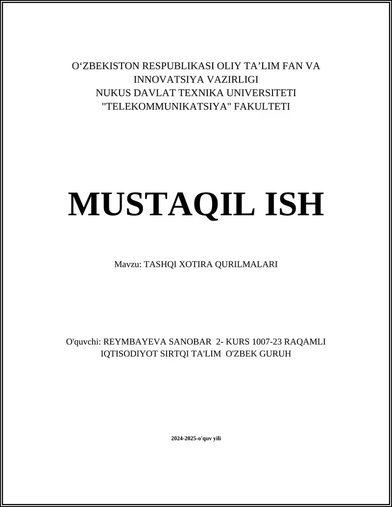 Tashqi xotira qurilmalari