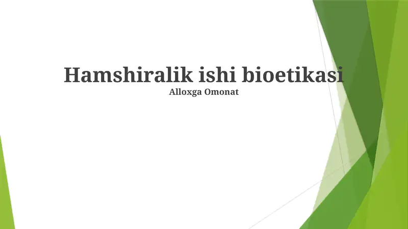 Hamshiralik ishi bioetikasi