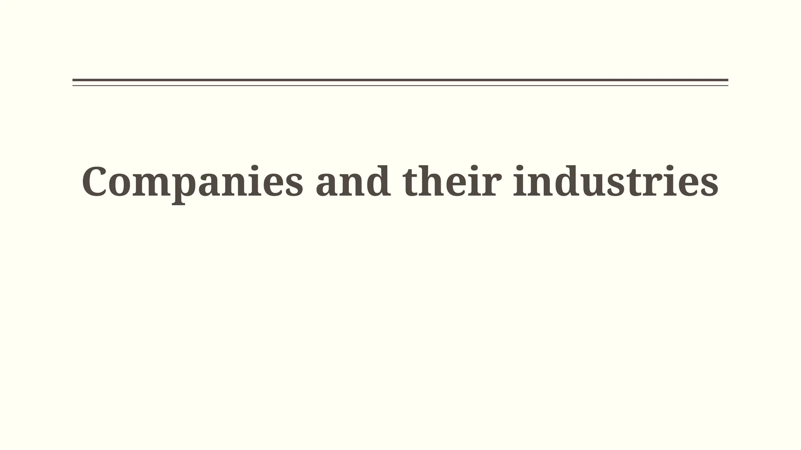 Companies and their industries