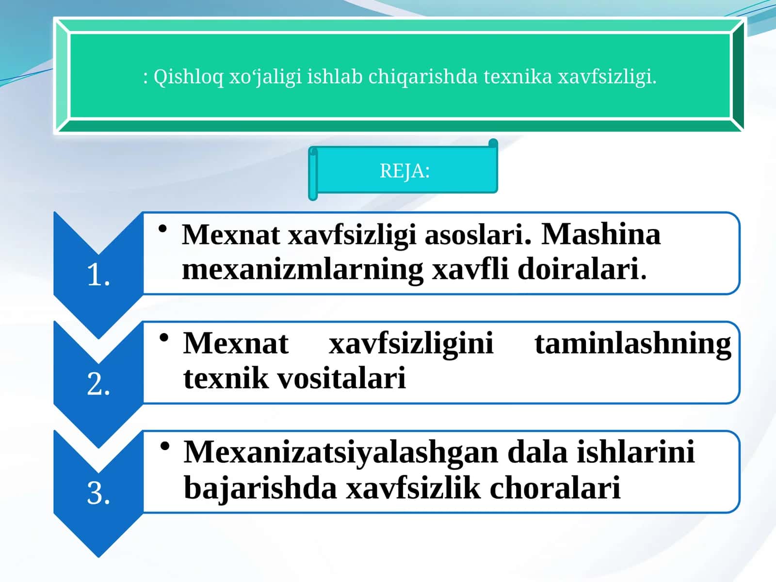 Mehnat xavfsizligi sohasida texnika
