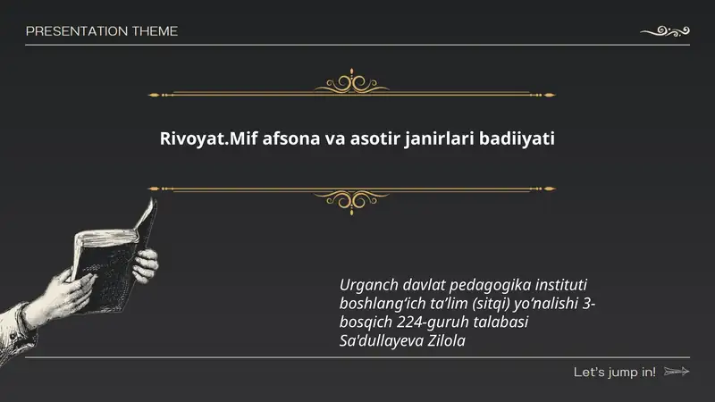 Rivoyat.Mif afsona va asotir janirlari badiiyati
