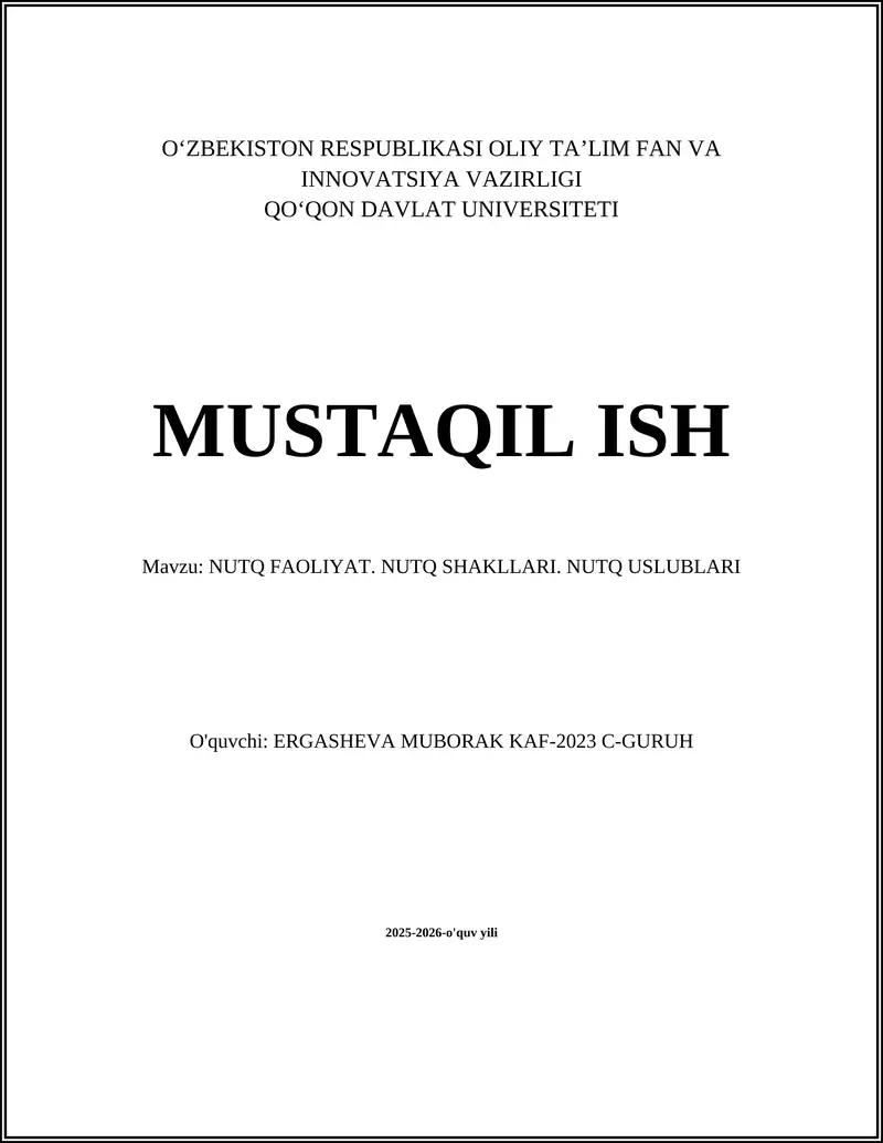 NUTQ FAOLIYAT
