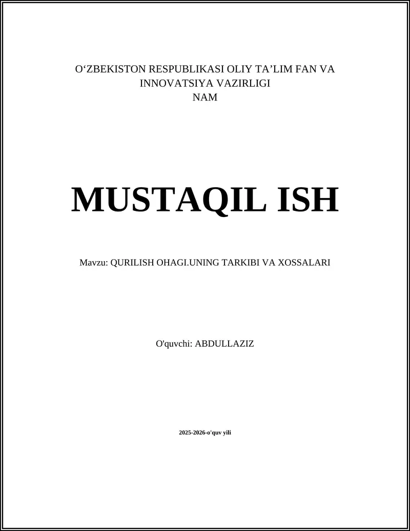 Qurilish Ohagi