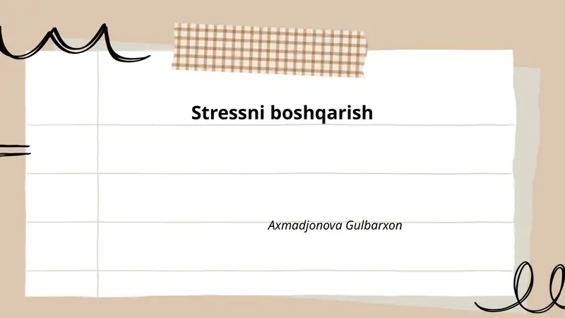 Stressni boshqarish