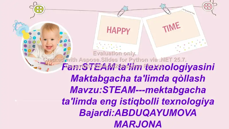 STEAM ta'lim texnologiyasini Maktabgacha ta'limda qòllash