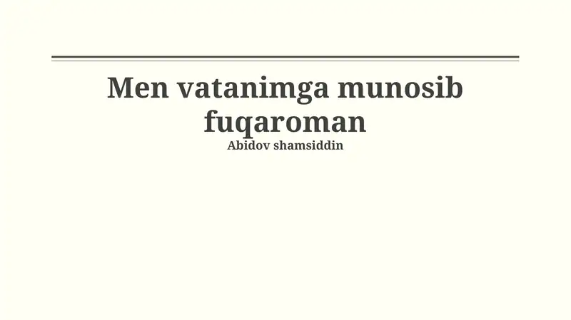 Vatanim tarixi va madaniyatiga sadoqat