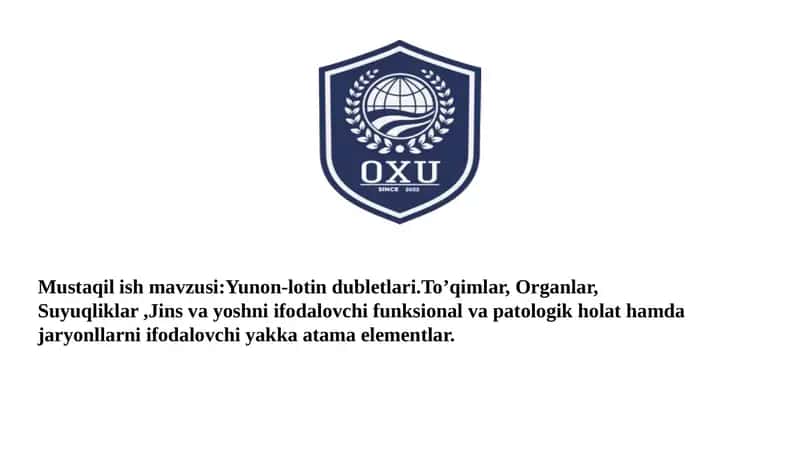 Yunon-lotin dubletlari To'qimalar  suyuqliklar