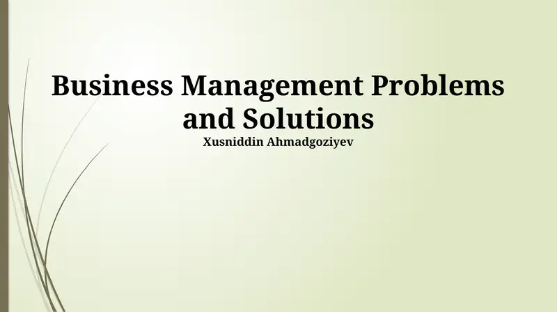 Business Management Problems and Solutions