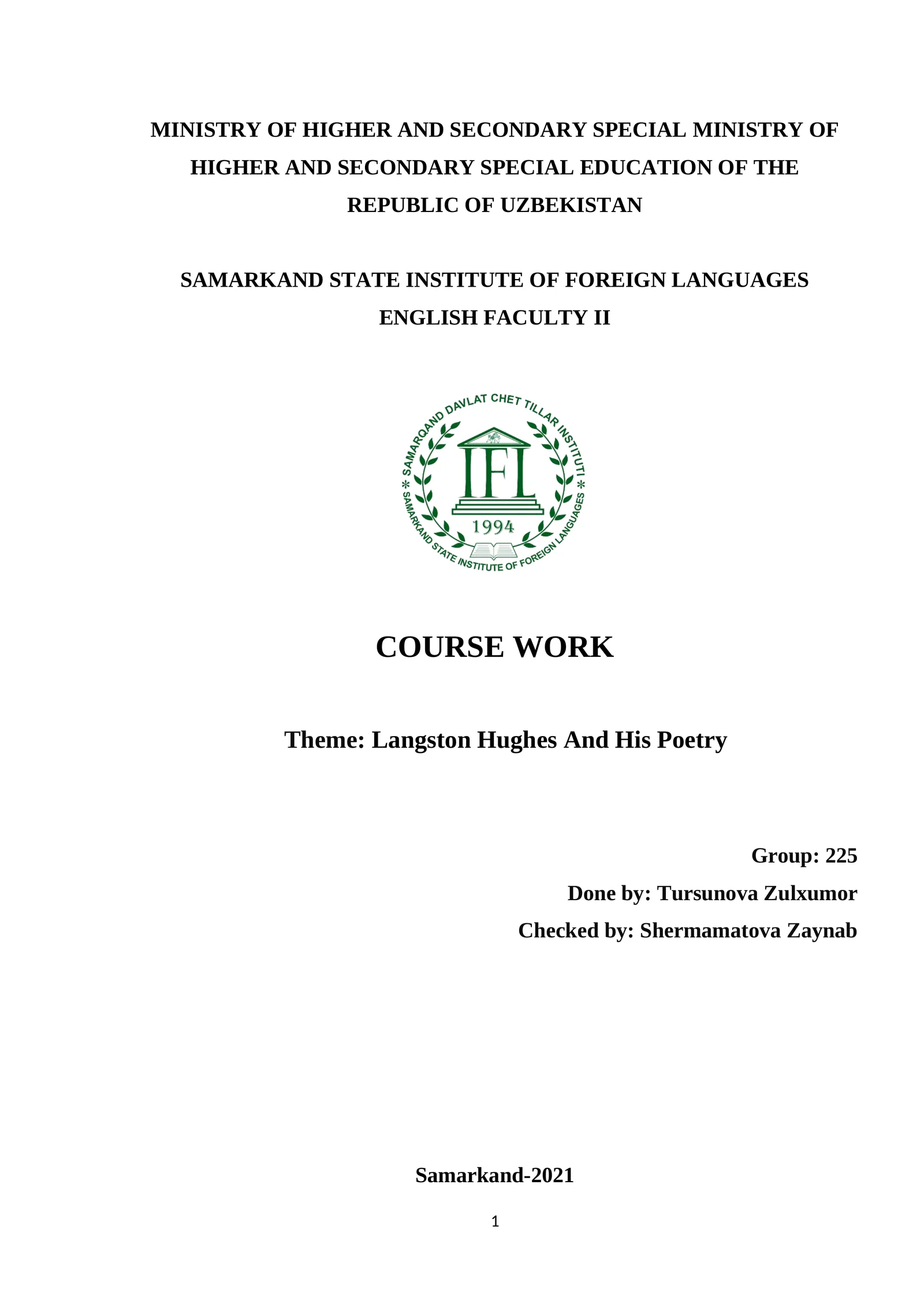 Theme: Langston Hughes And His Poetry