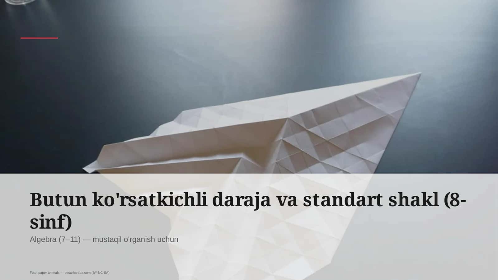 Butun ko'rsatkichli daraja va standart shakl (8-sinf)