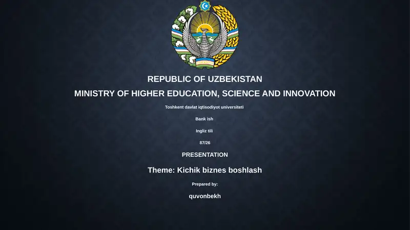 Kichik biznes boshlash