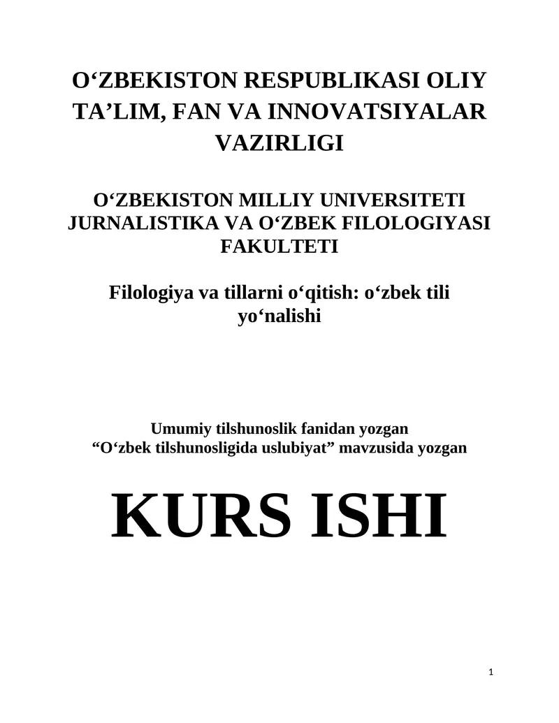 O‘zbek tilshunosligida uslubiyat