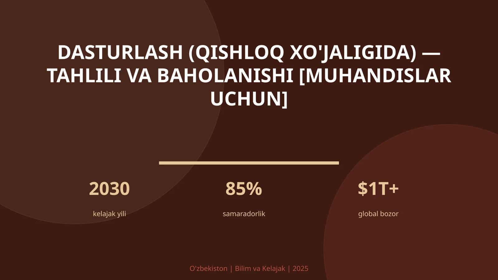 Dasturlash (qishloq xo'jaligida) — tahlili va baholanishi [muhandislar uchun]