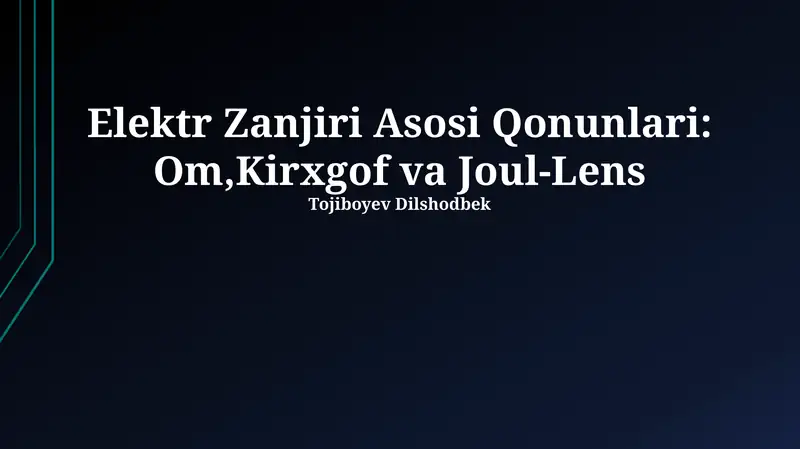 Elektr Zanjiri Asosi Qonunlari