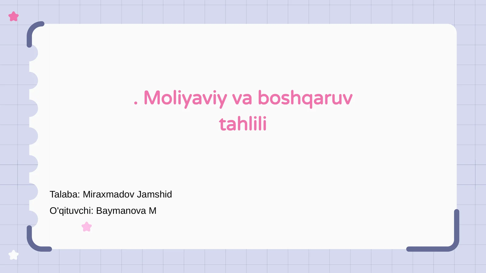 Moliyaviy va boshqaruv tahlili