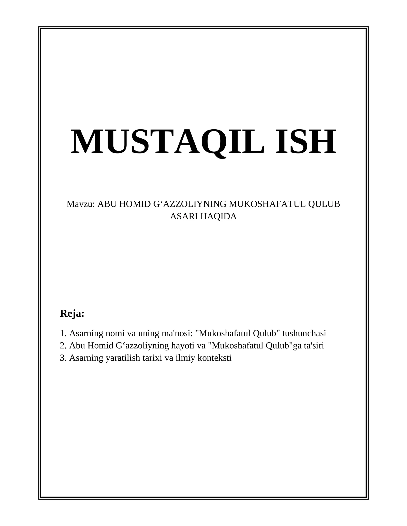 Mukoshafatul Qulub Asari