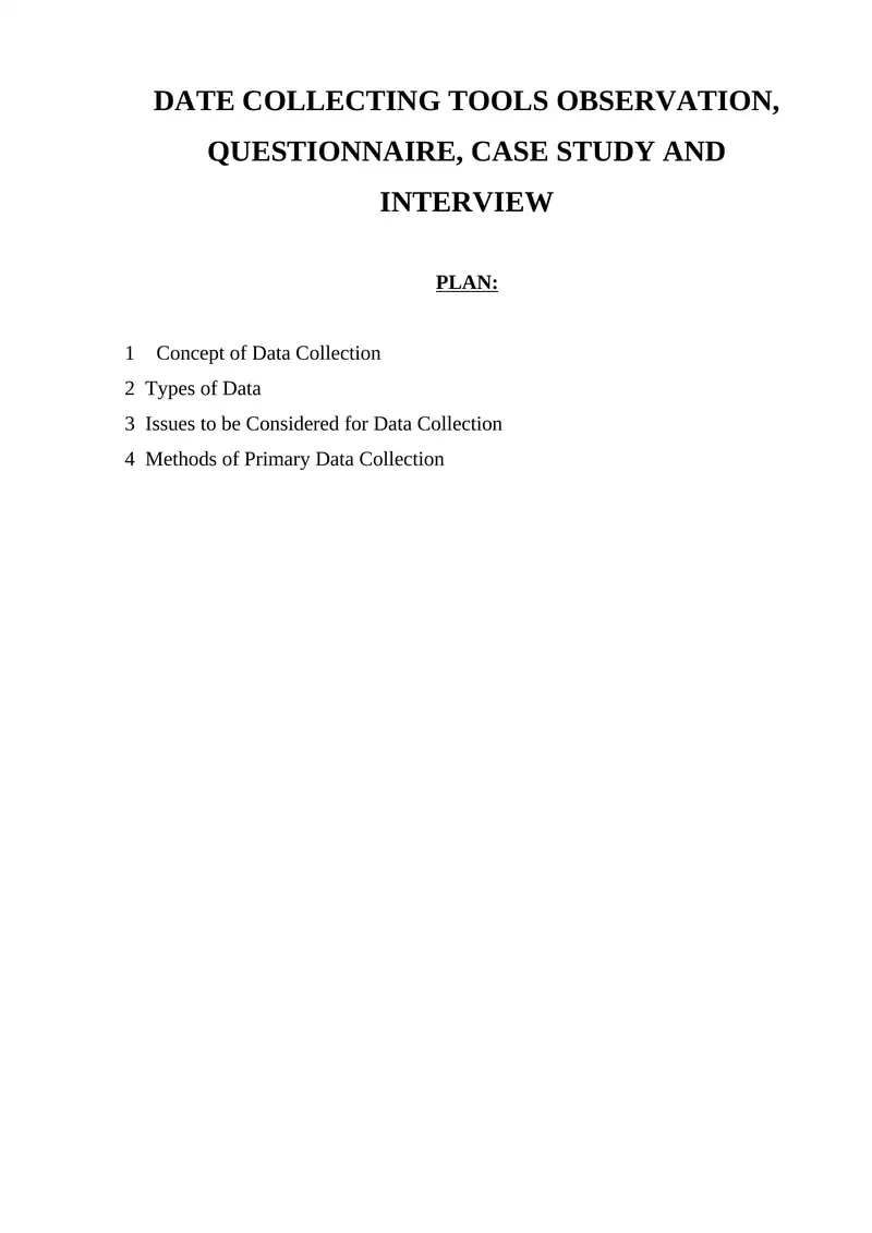 Data Collection Tools