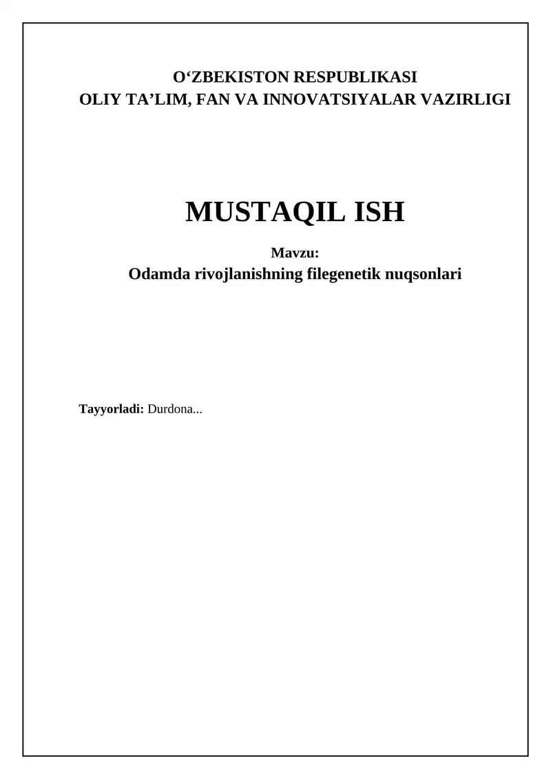 Odamda rivojlanishning filegenetik nuqsonlari