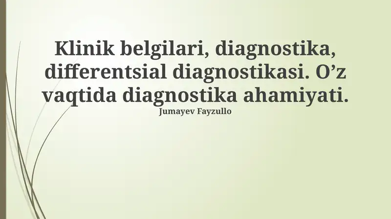 Klinik belgilari va tashxis