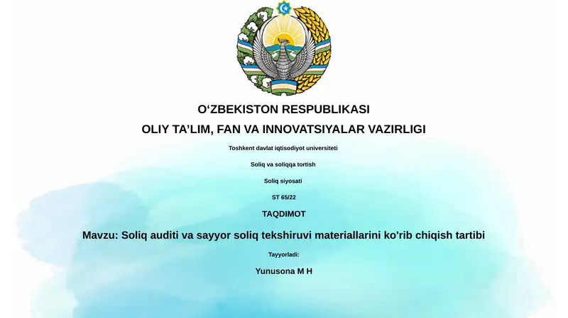 Soliq tekshiruvi materiallarini ko'rib chiqish tartibi