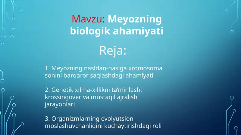 Meyozning biologik ahamiyati
