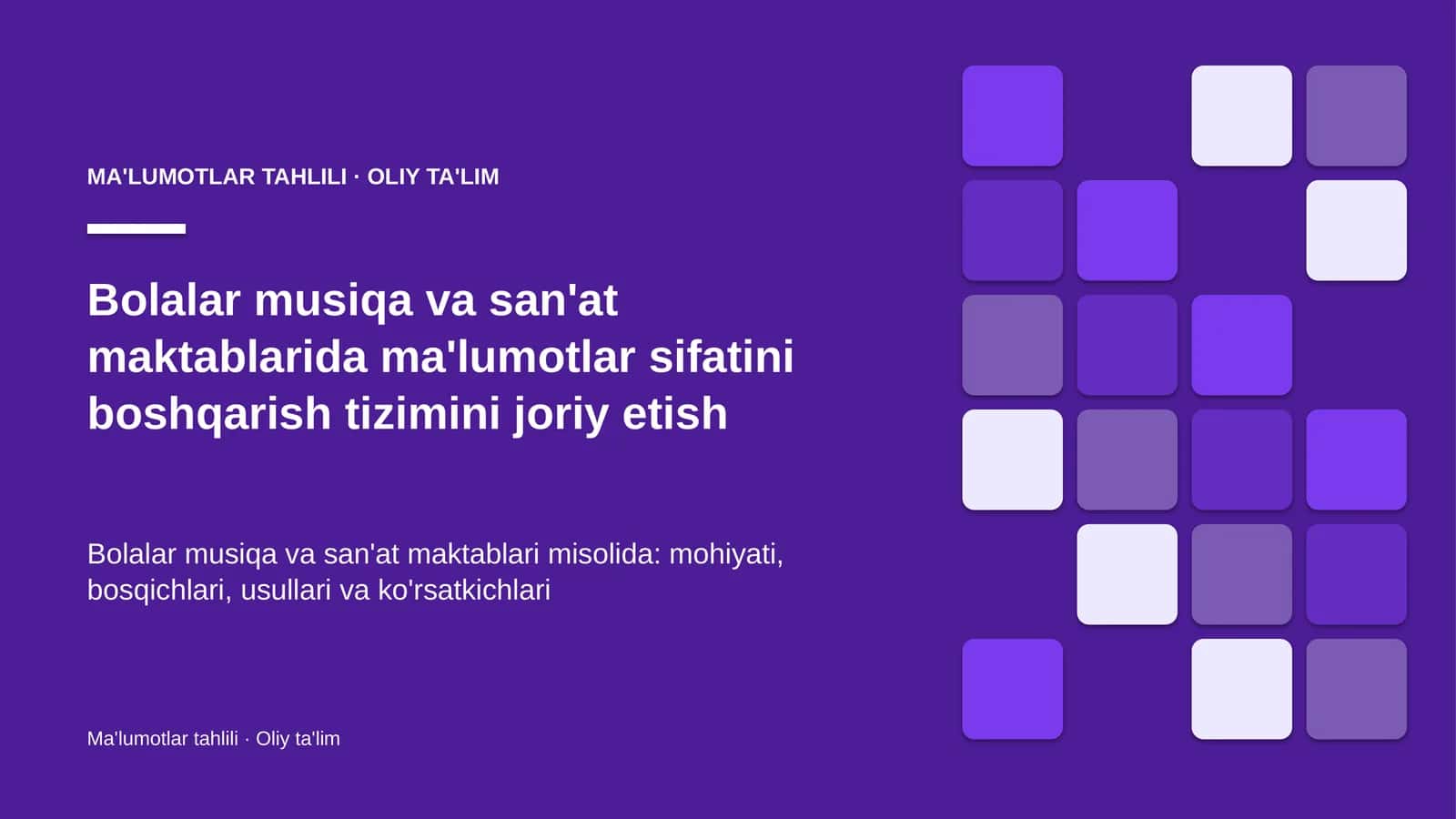 bolalar musiqa va san'at maktablarida ma'lumotlar sifatini boshqarish tizimini joriy etish 7139