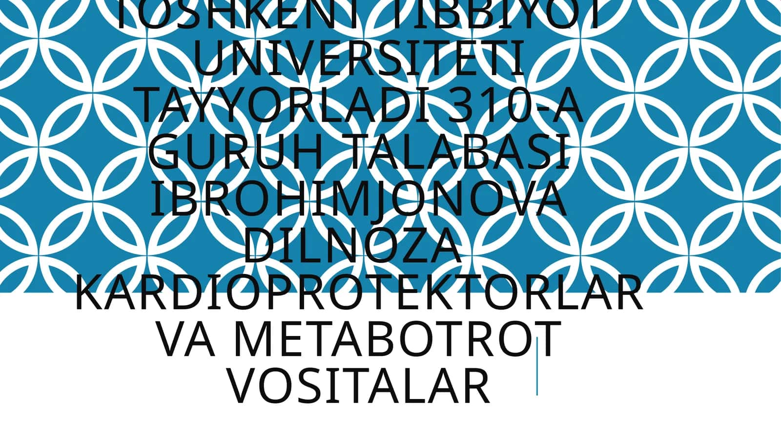 Kardioprotektorlar va metabolik trot vositalar