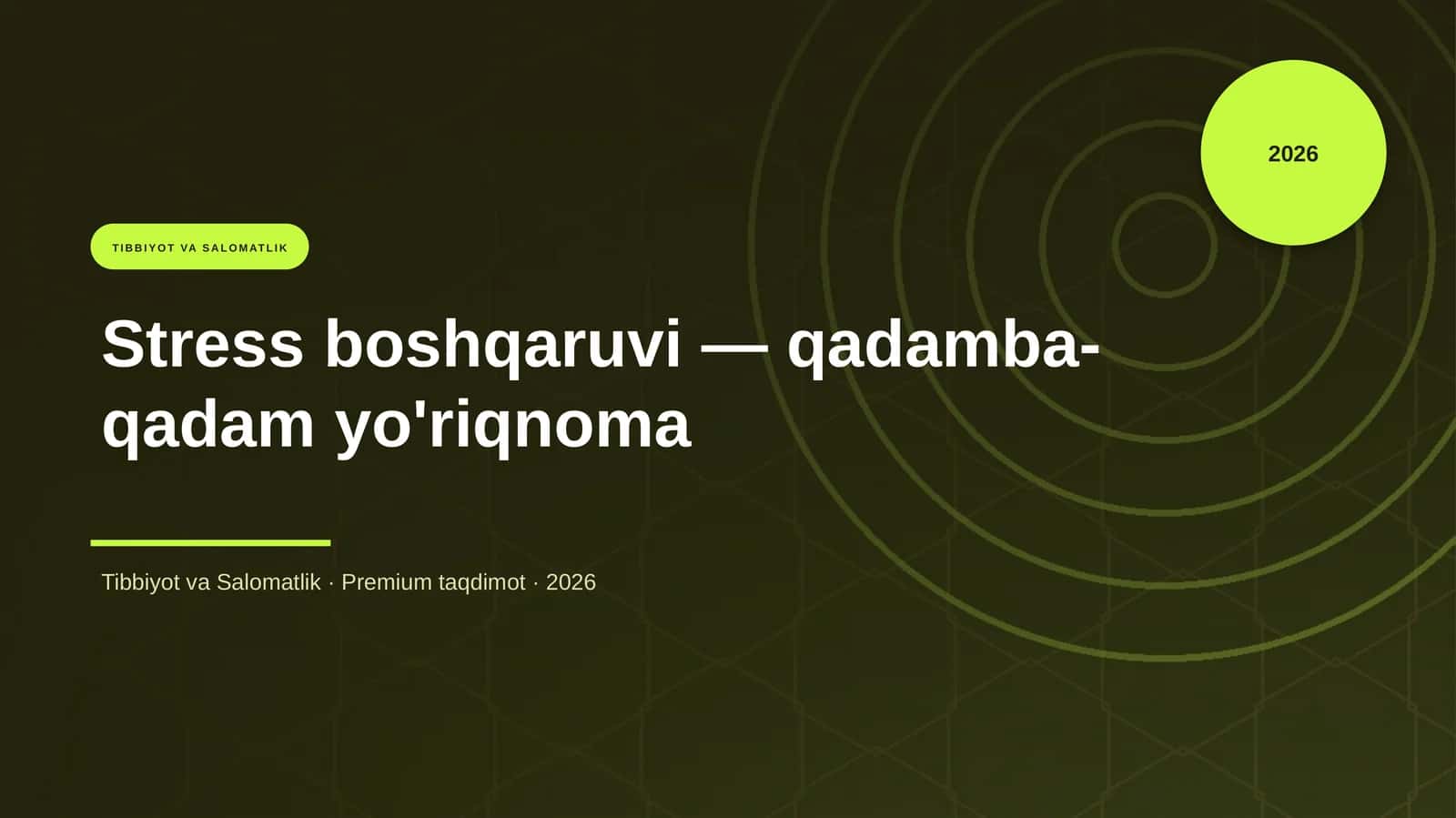 Stress boshqaruvi — qadamba-qadam yo'riqnoma