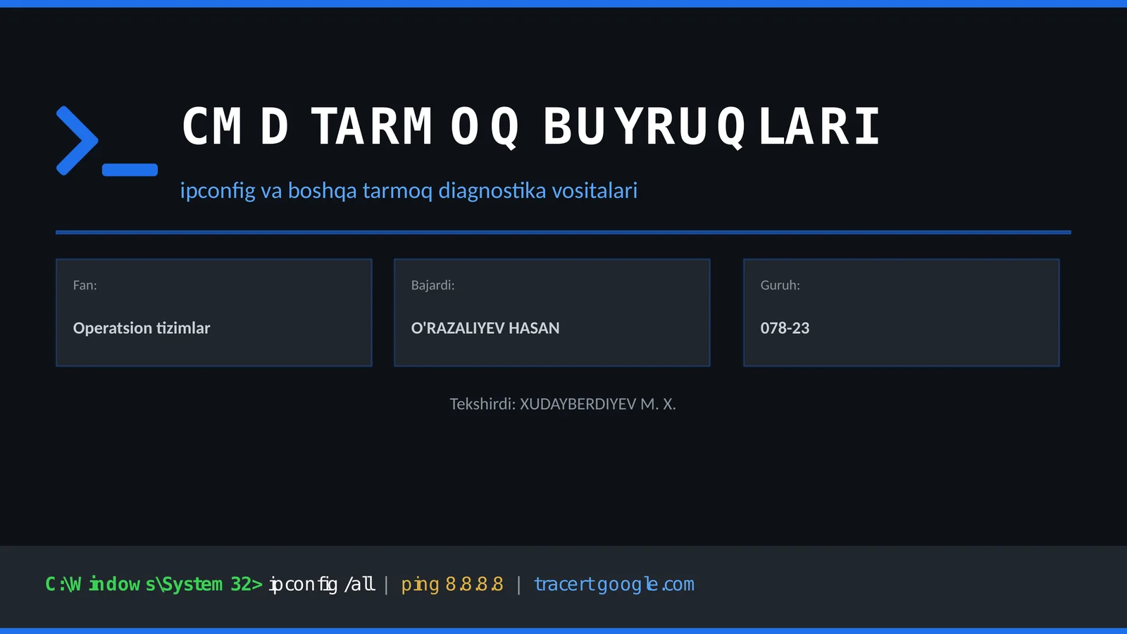 CMD TARMOQ BUYRUQLARI