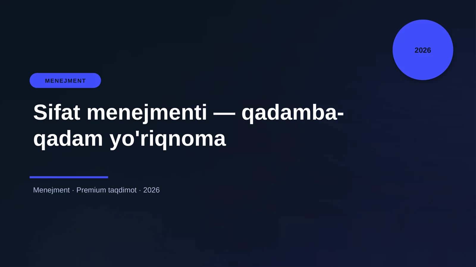 Sifat menejmenti — qadamba-qadam yo'riqnoma
