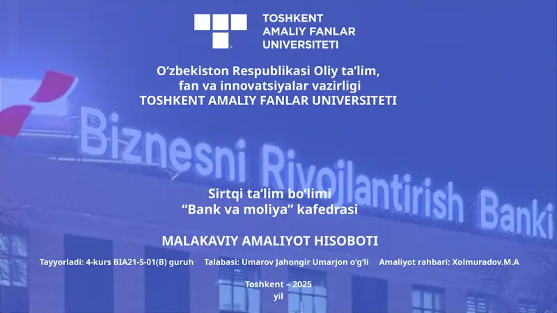 Malakaviy Amaliyot Hisoboti