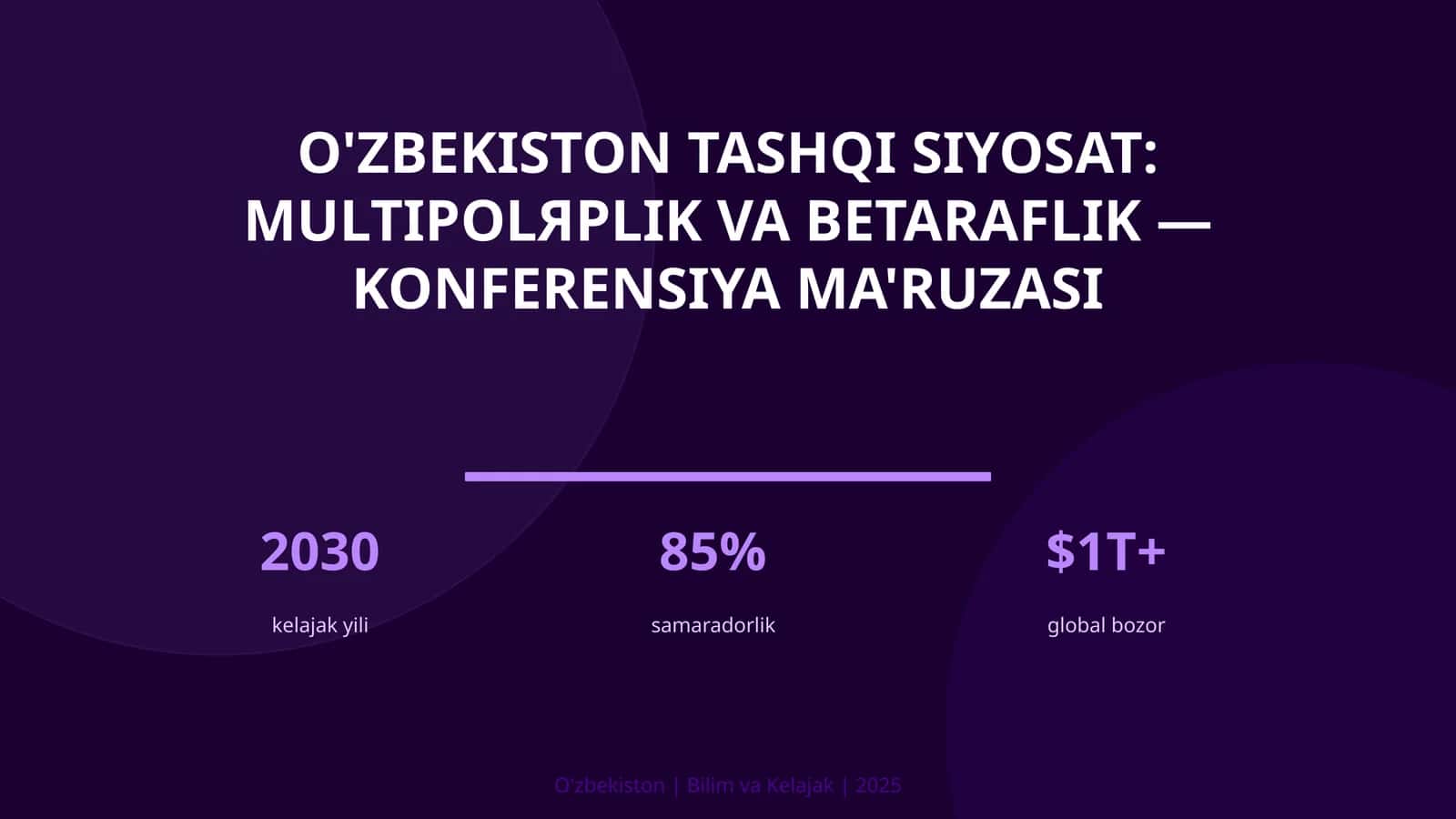 O'zbekiston tashqi siyosat: multipolярlik va betaraflik — konferensiya ma'ruzasi