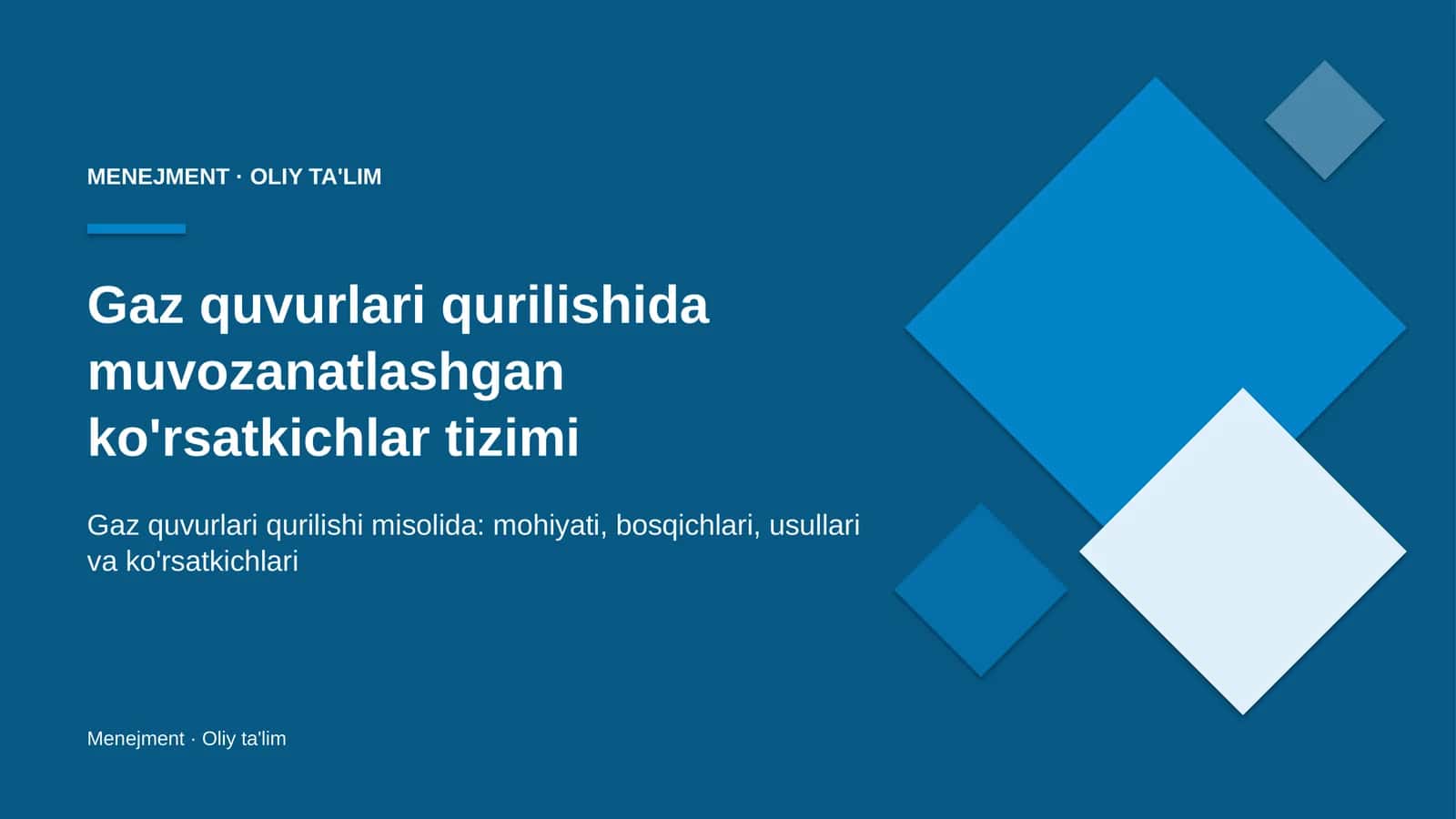 gaz quvurlari qurilishida muvozanatlashgan ko'rsatkichlar tizimi 4514