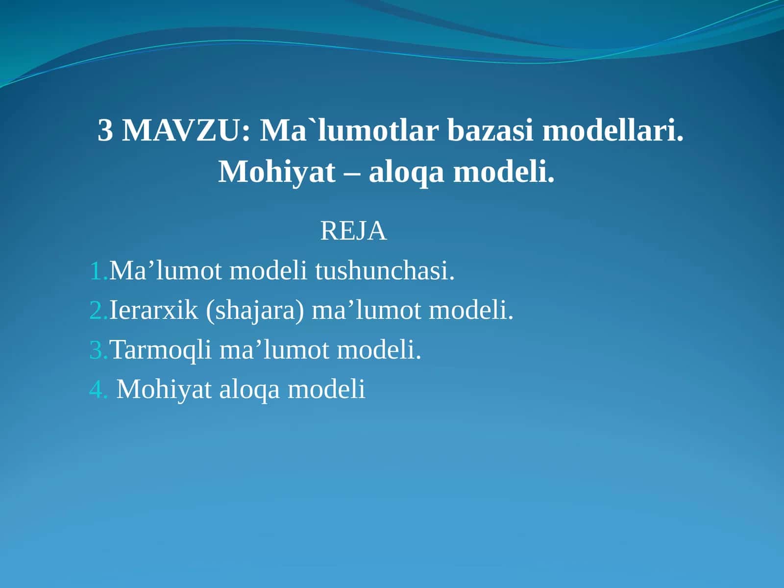 Ma`lumotlarbazasimodellari