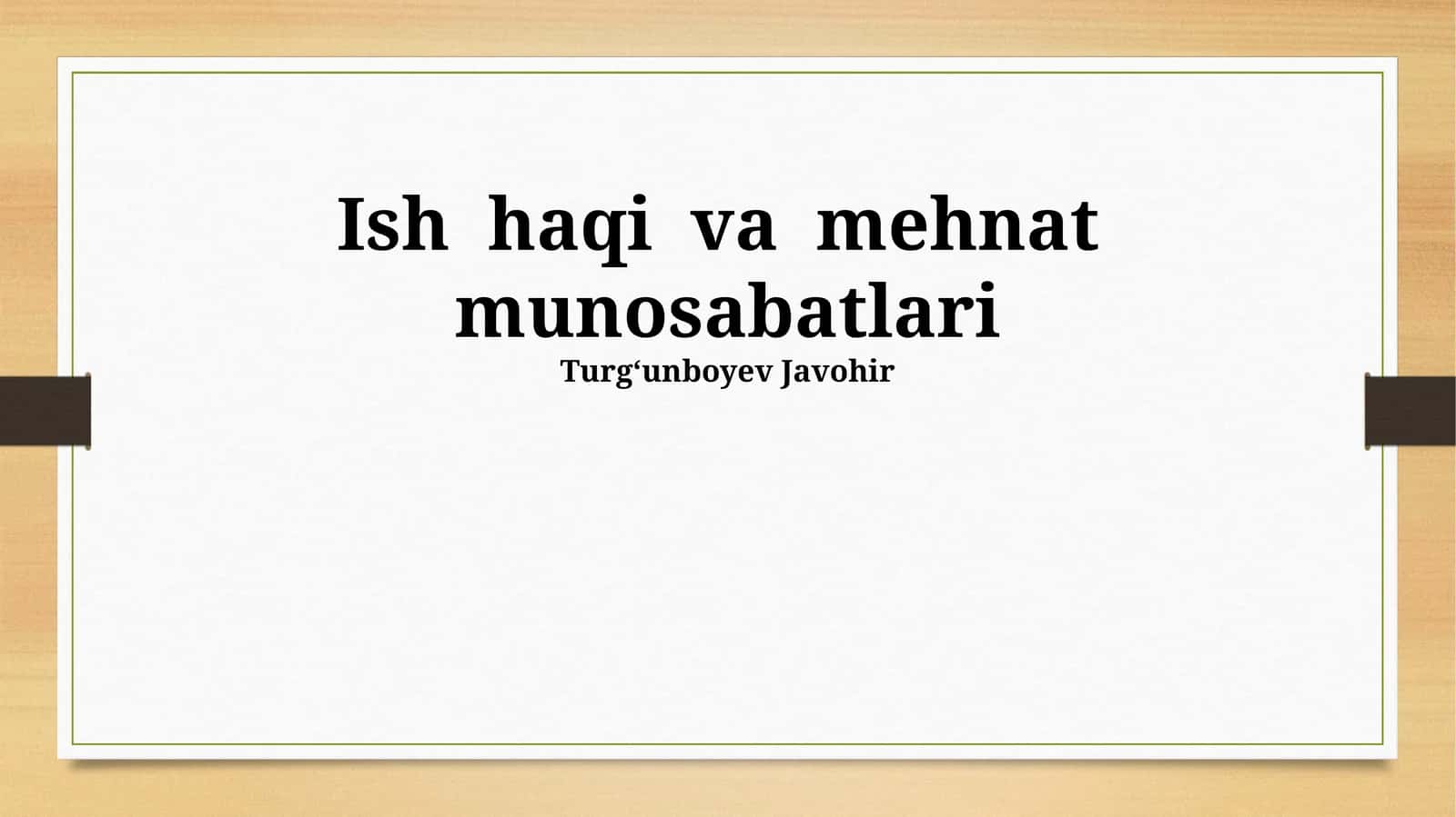 Mehnat munosabatlari