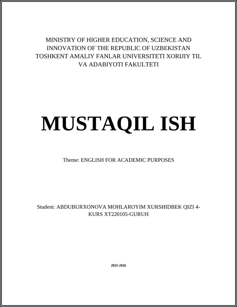 English for Academic Purposes