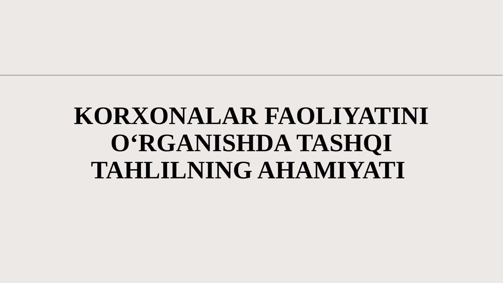 Tashqitahlilning ahamiyati