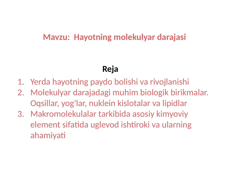 Hayotning molekulyar darajasi