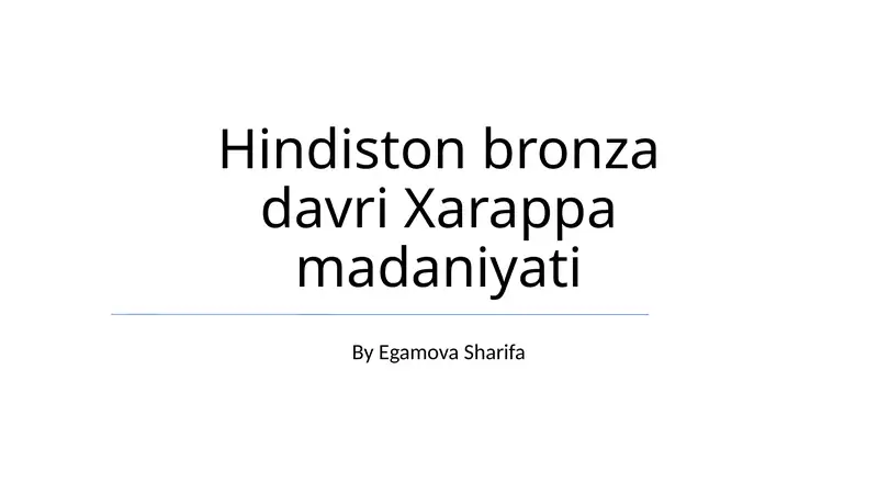 Hindiston bronza davri Xarappa madaniyati