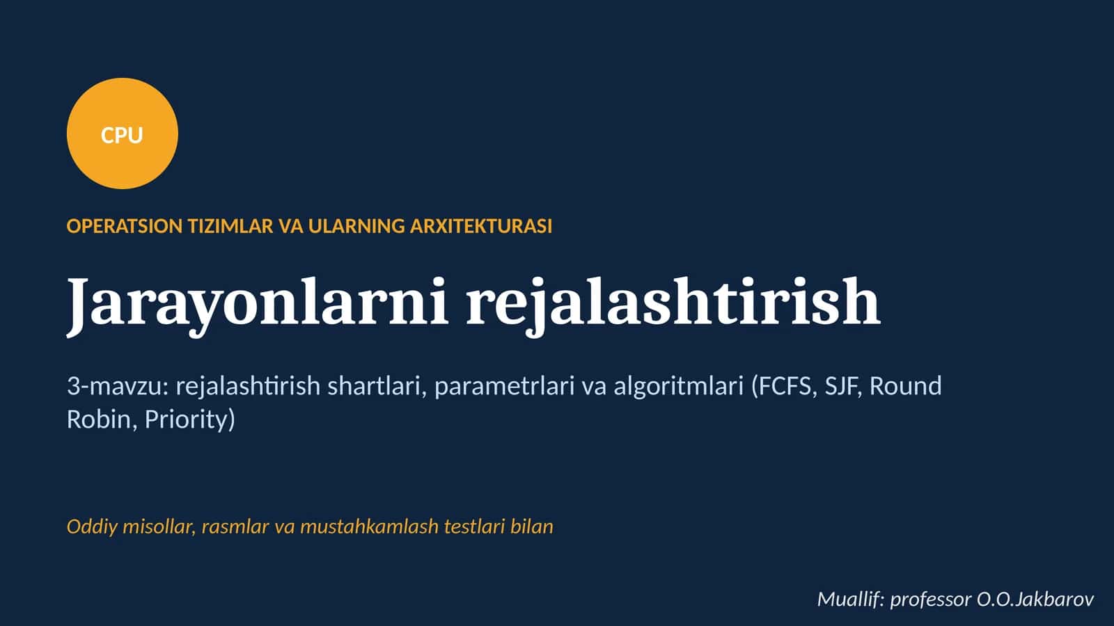 OPERATSION TIZIMLAR VA ULARNING ARXITEKTURASI
