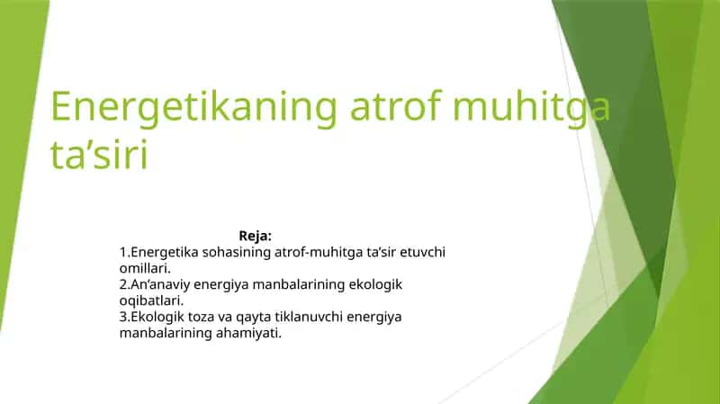 Energetikaning atrof-muhit gata’siri