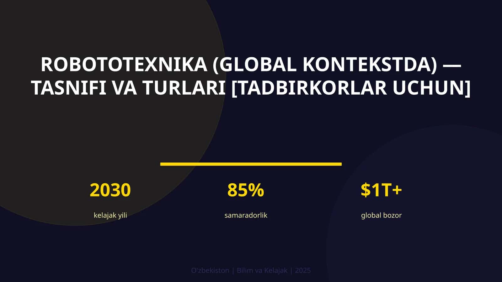 ROBOTOTEXNIKA (GLOBAL KONTEKSTDA) — TASNIFI VA TURLARI [TADBIRKORLAR UCHUN]