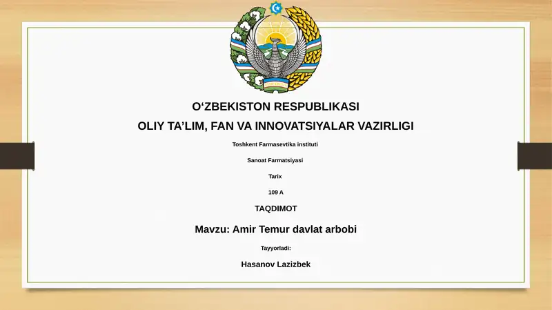 Amir Temur davlat arbobi