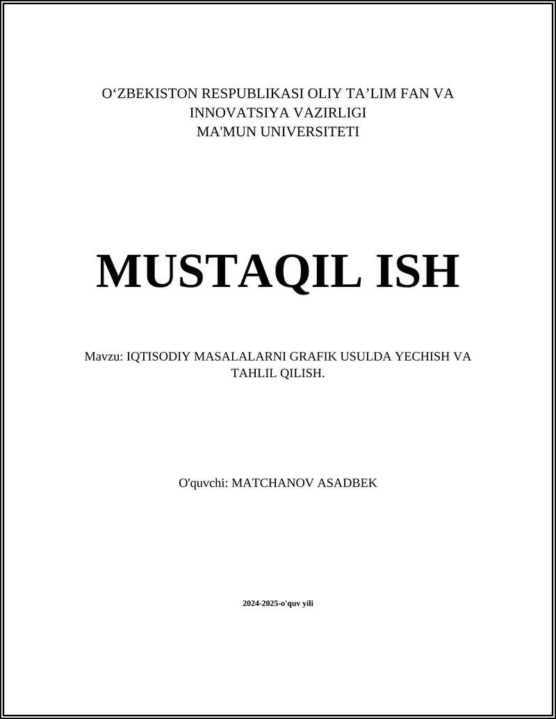 Grafik usulda iqtisodiy tahlil