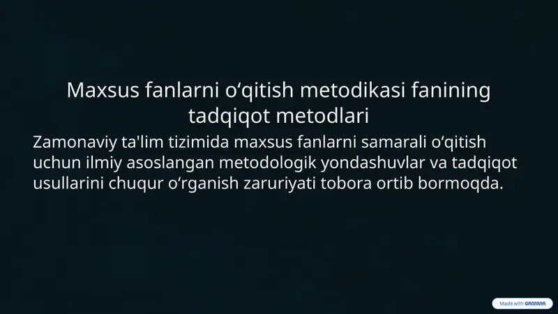 Maxsus fanlarni oʻqitish metodikasi