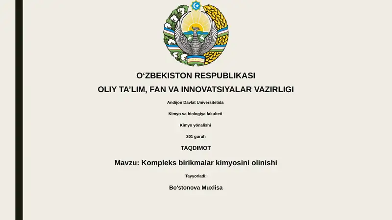 Kompleks birikmalar kimyosini olinishi